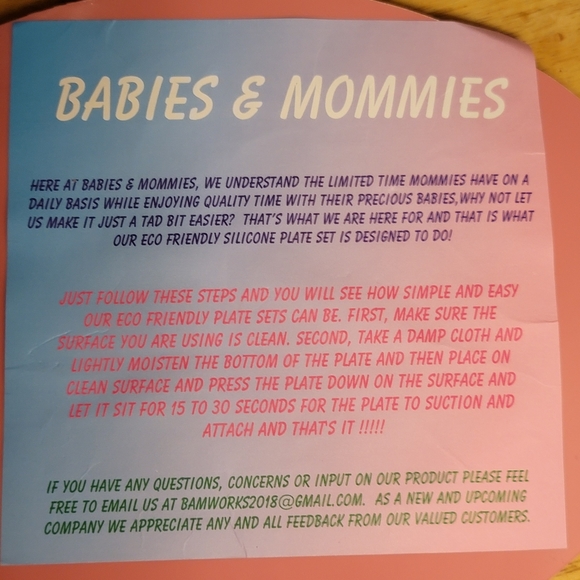 Babies and Mommies 2 pc Pink Plate Set. - Picture 2 of 4